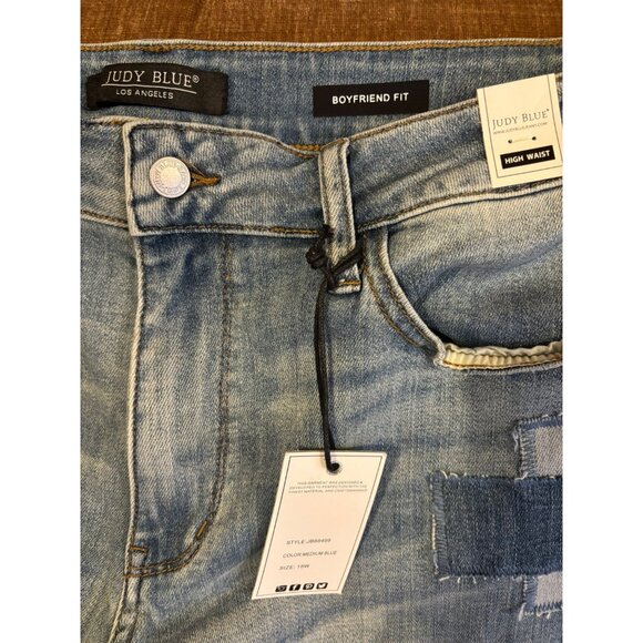 Judy Blue High Waist Double Rolled Cuff Patchwork Women's Jeans Size 18W NWT - Picture 7 of 8